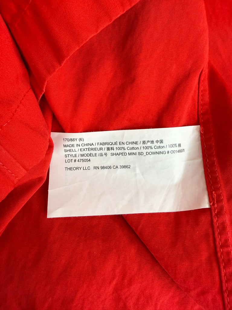 Theory Red T-Shirt Button-Down Mini Dress Size 6
