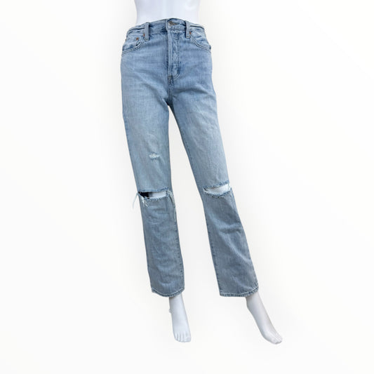 PISTOLA Blue Distressed Cassie Super High Rise Straight Leg Jeansa Size 26