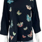 Johnny Was Black Butterfly Knit Top Size M