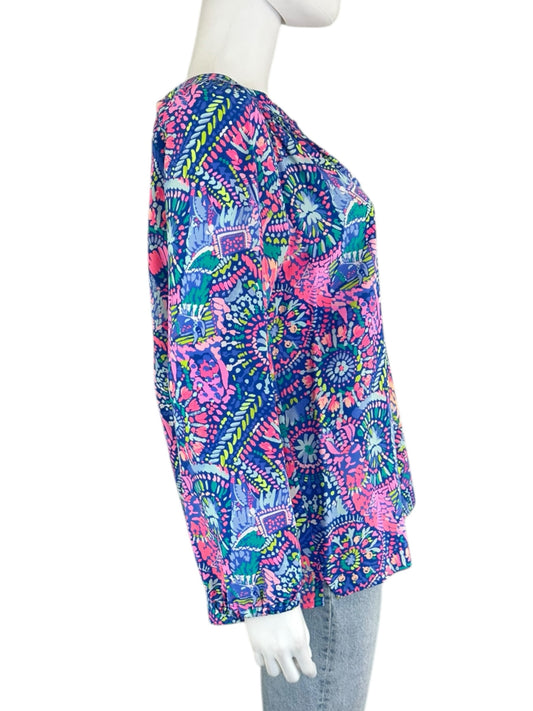 Lilly Pulitzer Colorful Half Sleeve Blouse Size S