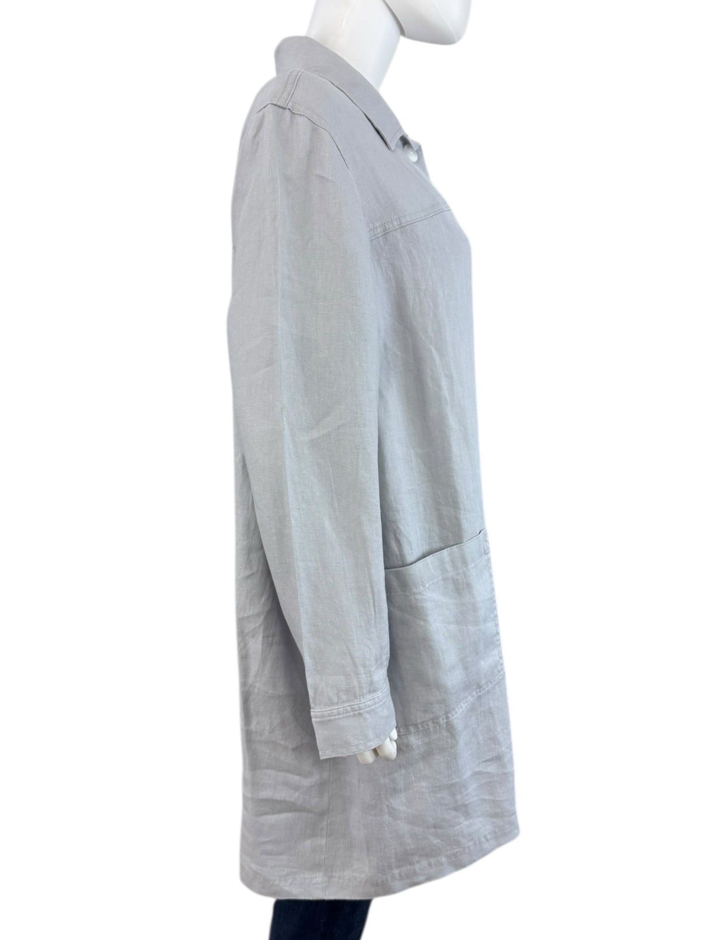 J. Jill NWT Light Grey 100% Linen Jacket Size L