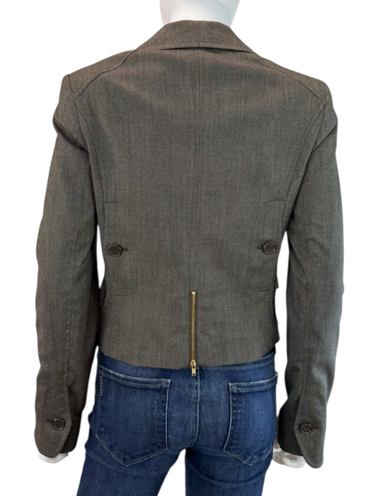BCBGMAXAZRIA NWT  Brown Herringbone Cropped Jacket Size S