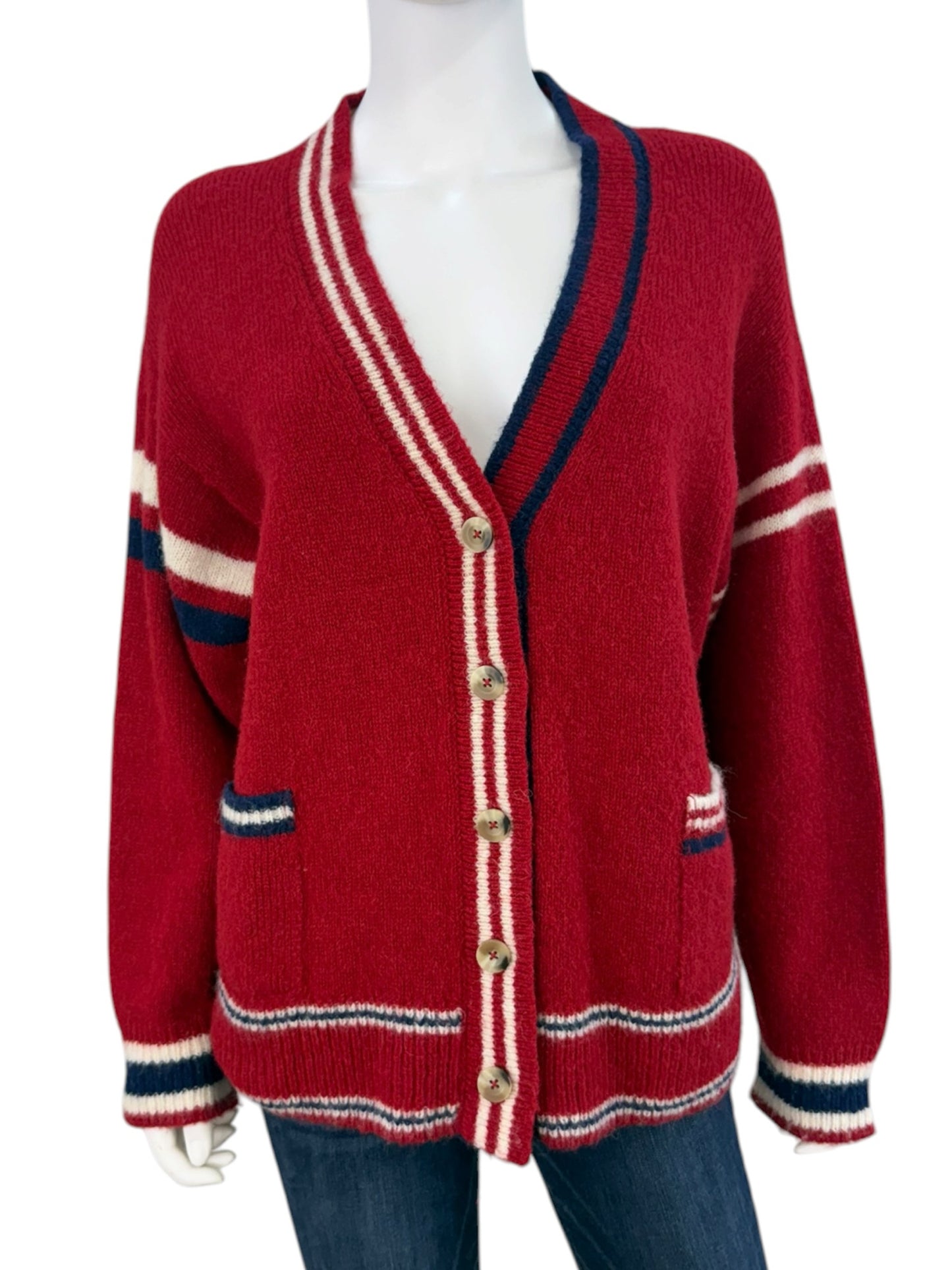 Xirena Red Alpaca Merino Wool Carey Boyfriend Cardigan Size S