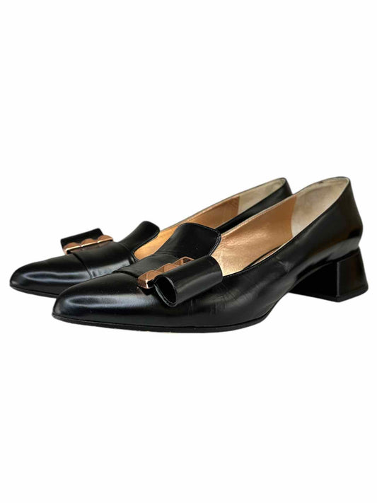 MaxMara Black Leather Loafers Size 39 PRIME Loafers