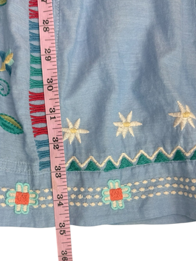 Johnny Was Blue 100% Cotton Embroidered Dress Size S