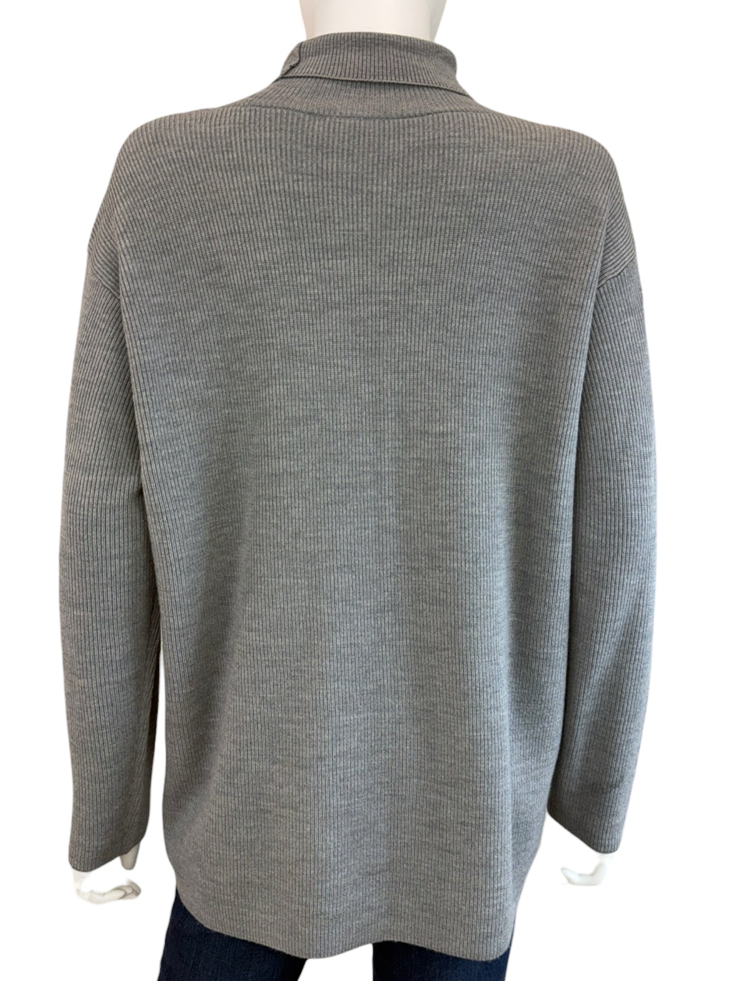 EILEEN FISHER Gray 100% Extra Fine Merino Wool Turtleneck Sweater Size XS