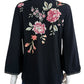 Johnny Was Black Embroidered Vienna Kimono Sleeve Tee Size M