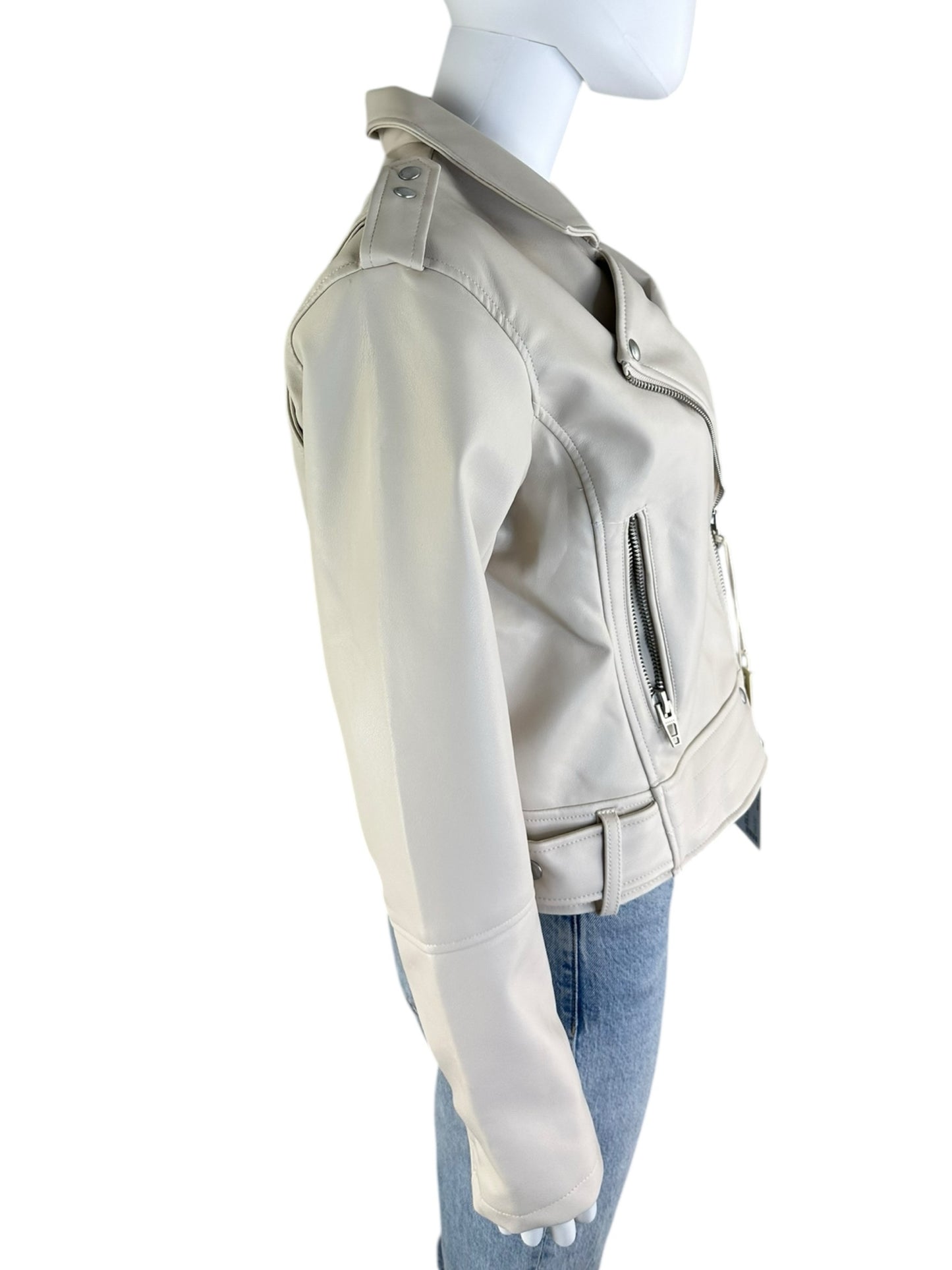 BLANK NYC NWT Cream Vegan Leather Moto Jacket Size M