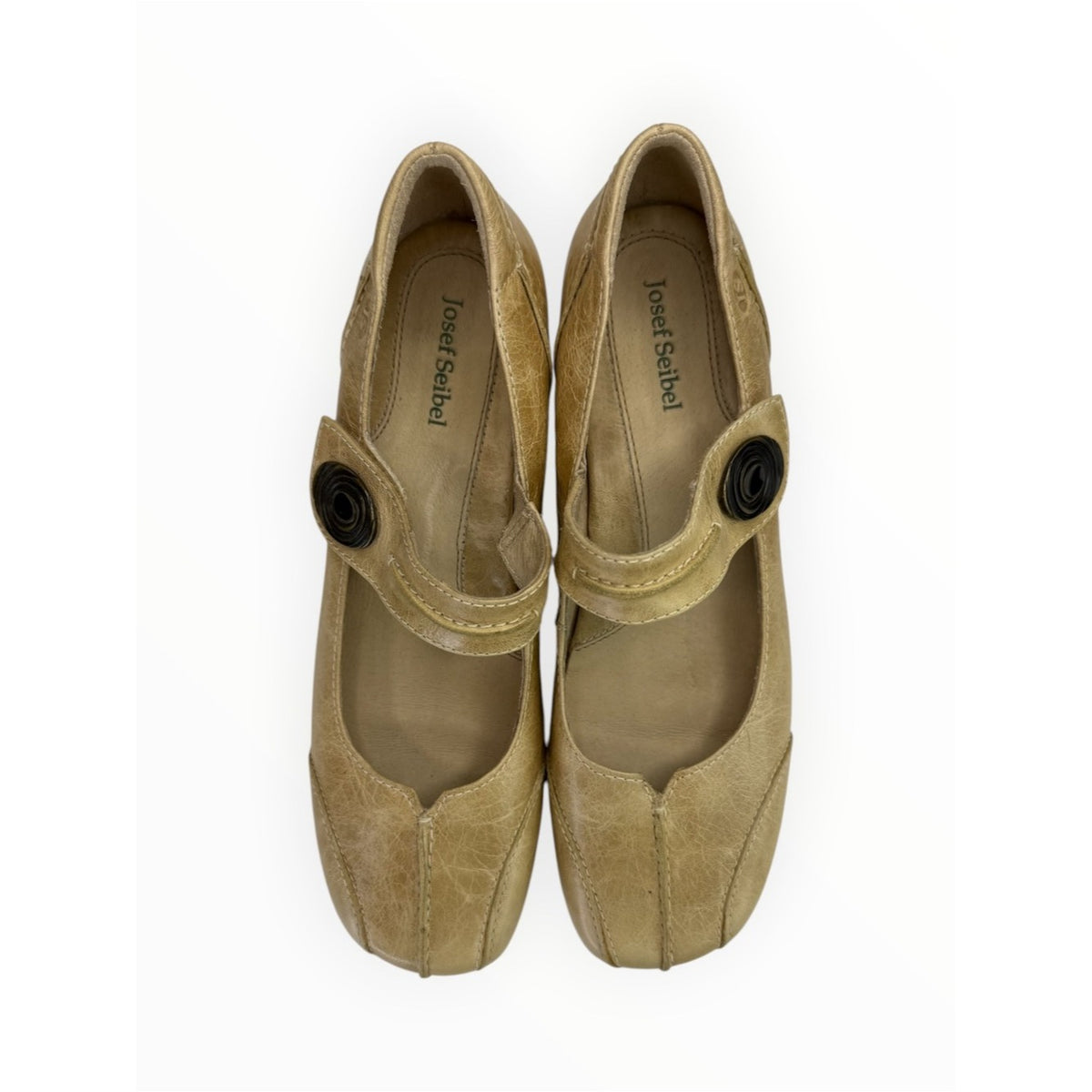Josef Seibel Tan Distressed Leather Cara Mary Jane Pump Size 37