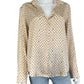 catherine gee Cream Patterned Button Down 100% Silk Size S