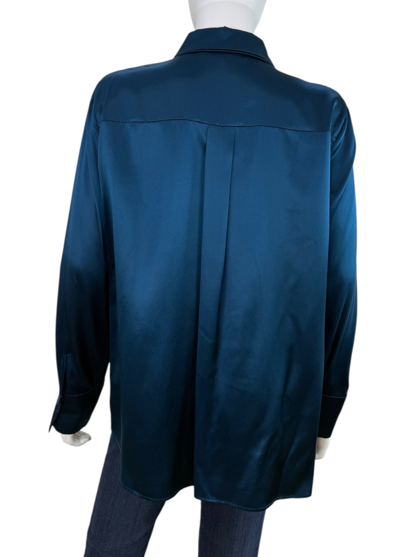 LAFAYETTE 148 NEW YORK Blue 100% Silk Button-Down Shirt Size L