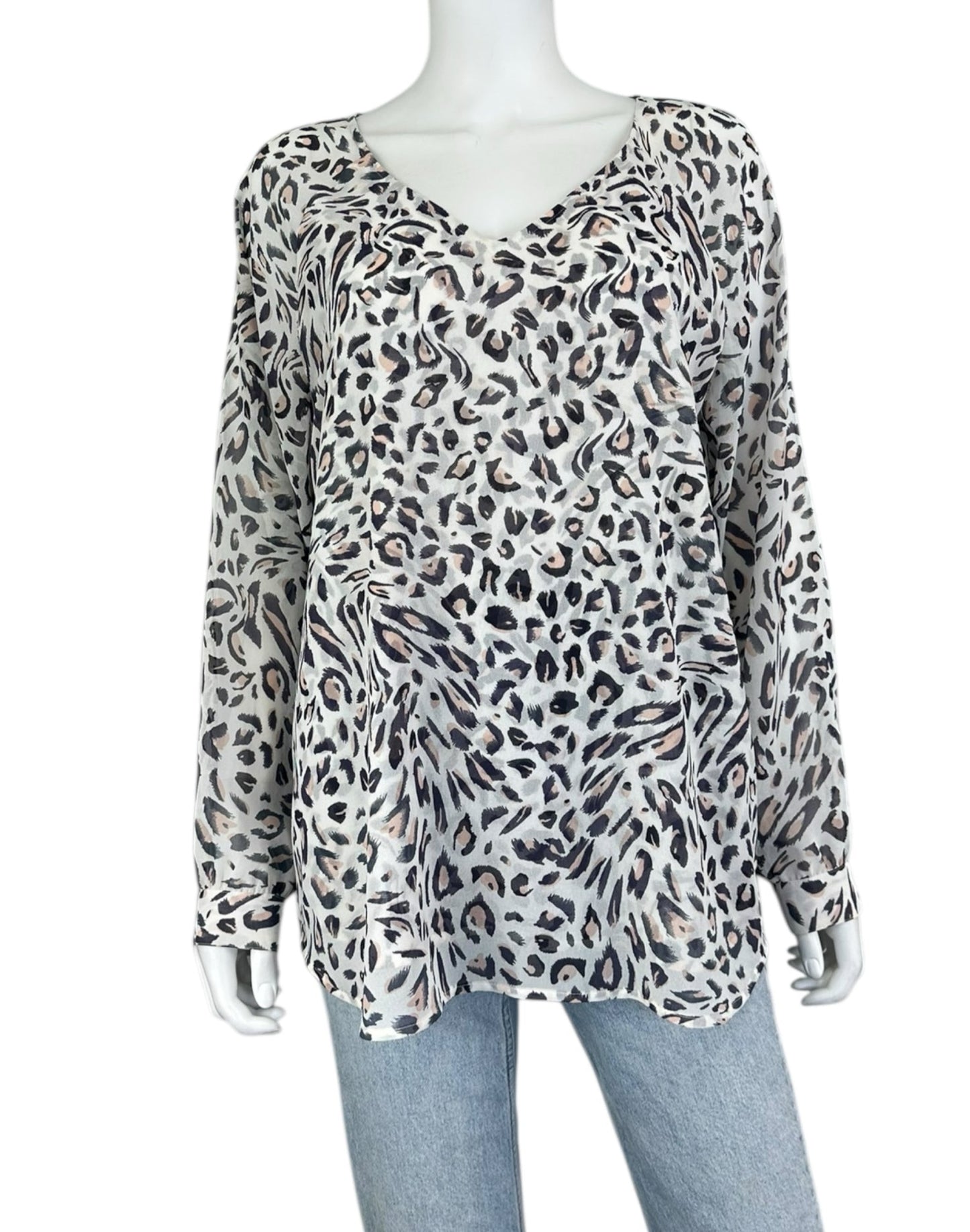 Cabi Glamour Leopard Print Blouse Size M