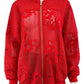 Chico's Red Eyelet Lace Bomber Jacket Size L