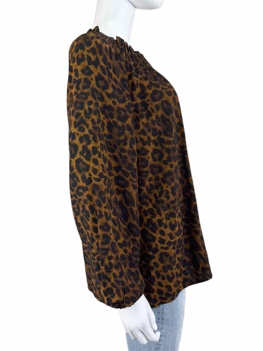 Talbots Brown Leopard Print Blouse Size M