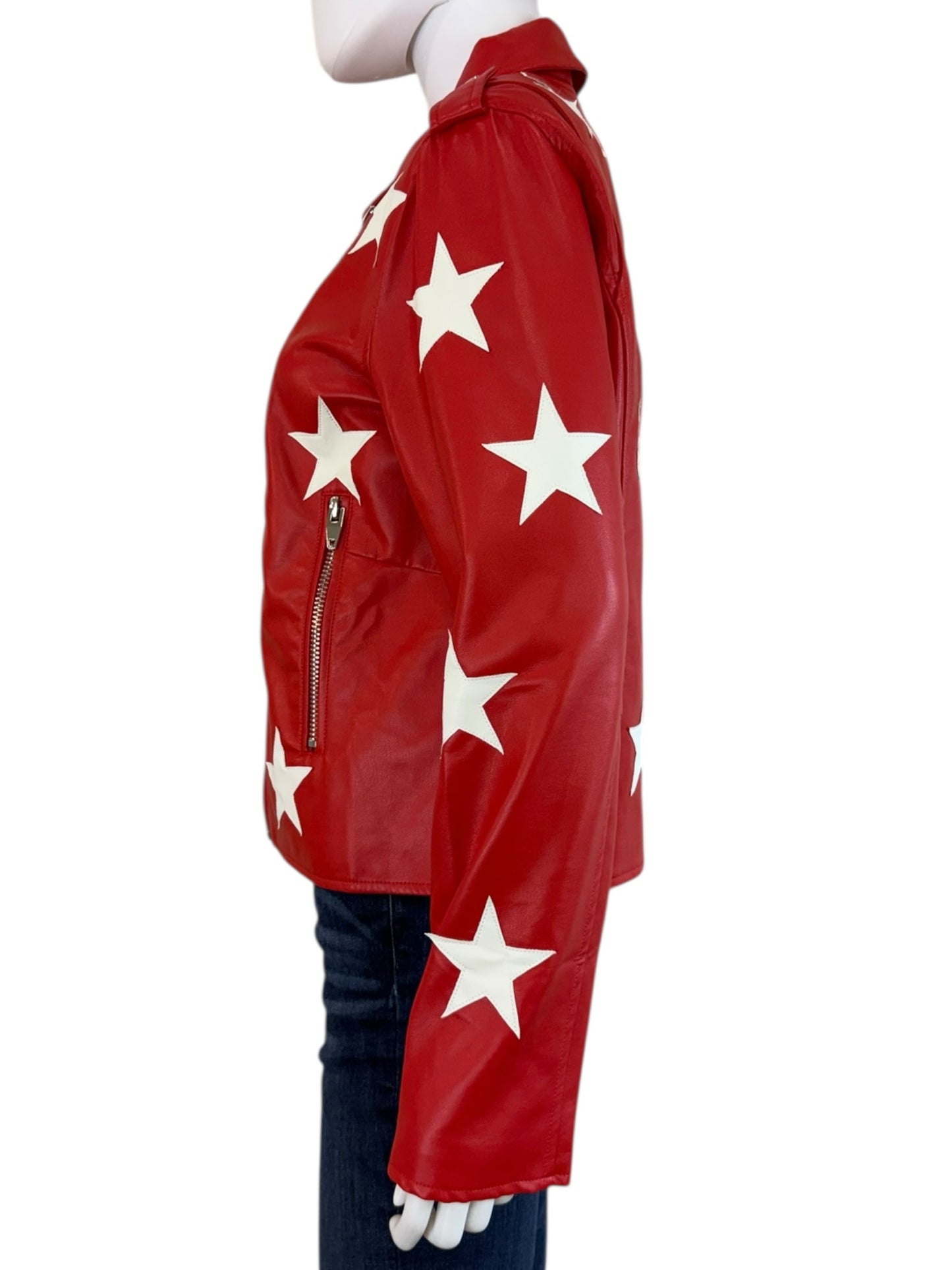Buddy Love NWT Red Vegan Leather Joplin Star Moto Jacket Size L