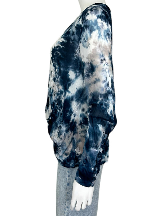 NWT young fabulous & broke Blue Tie Dye Blouse Size M