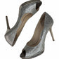 JIMMY CHOO Silver Glitter LUNA Pumps Size 38