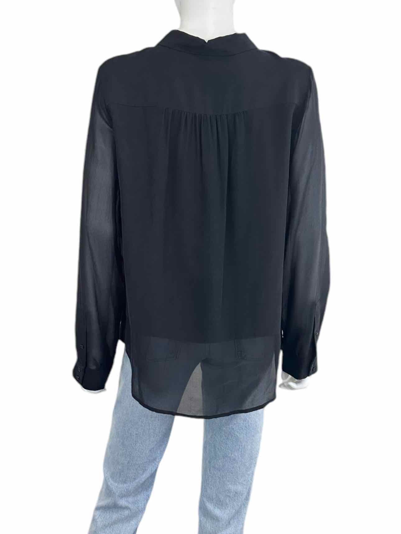 joie Size L Black 100% Silk Button-down Shirt