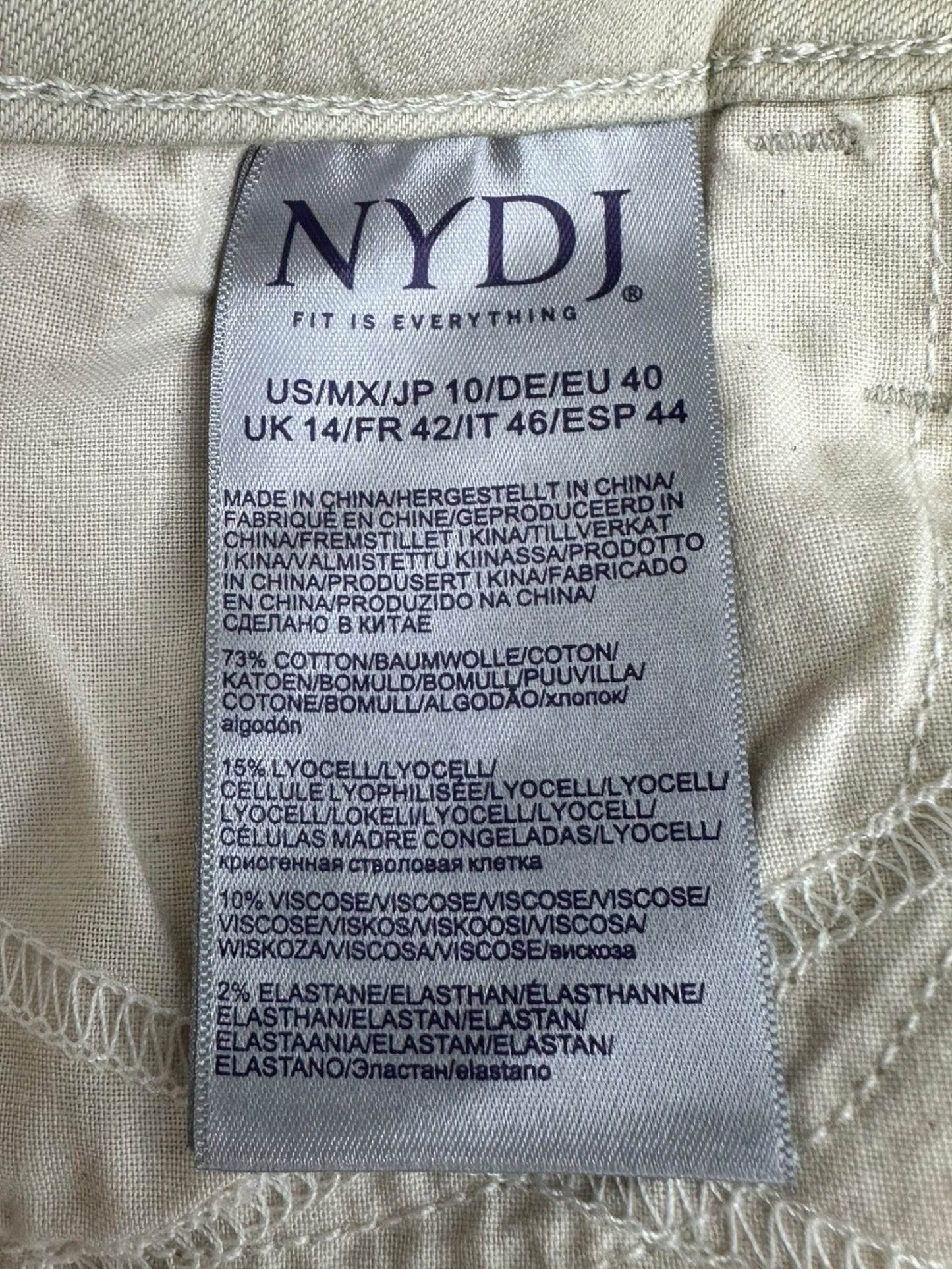 NYDJ NWT Cream Sheri Slim Jeans Size 10