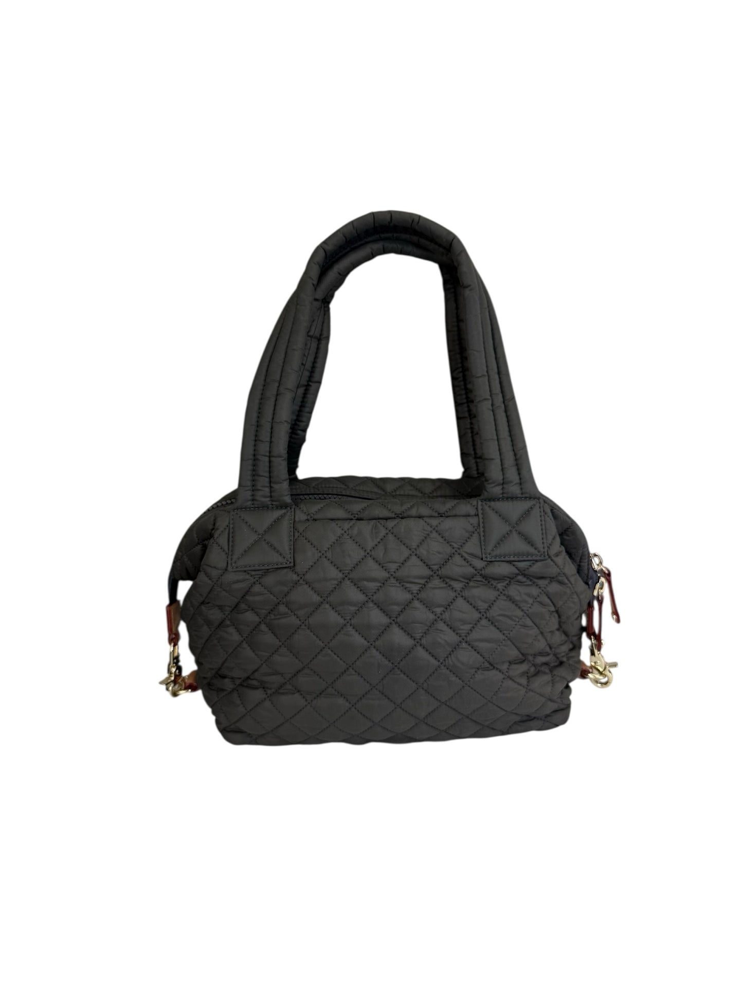 MZ WALLACE Gray Quilted Medium Sutton Deluxe Designer Handbag
