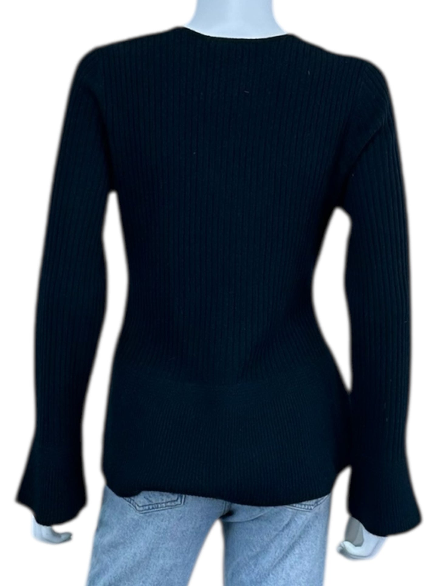 Talbots Black 100% Cashmere Ribbed Sweater Size M