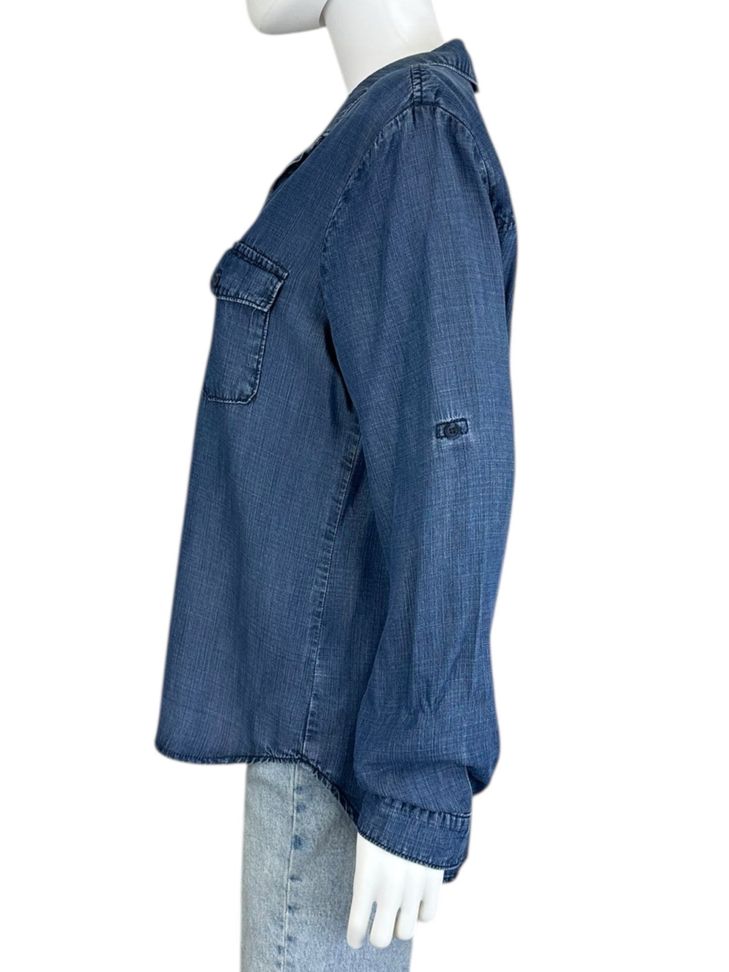 Bella Dahl Blue Chambray Button-Down Shirt Size L