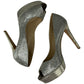 JIMMY CHOO Luna Champagne Glitter Peeptoe Pumps Size 38.5