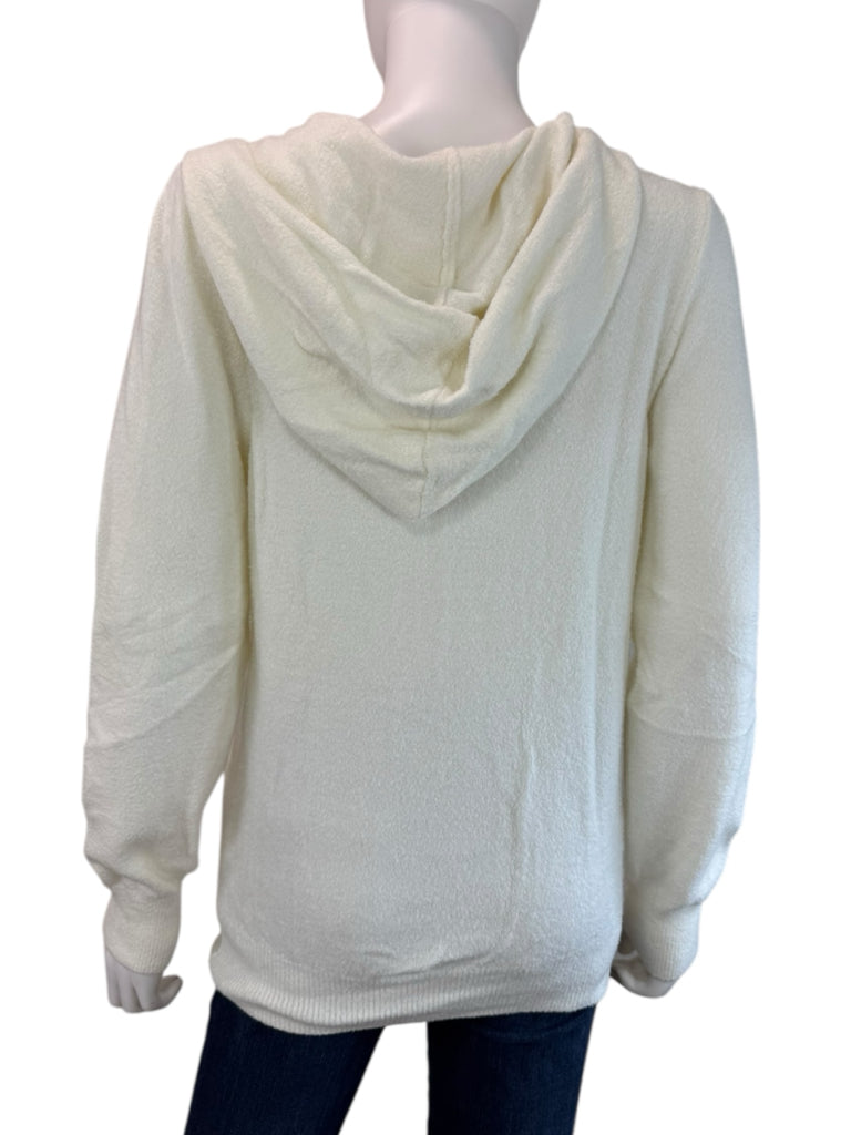 Kashwere Cream Hooded Zip Front Jacket Size S
