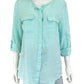 Talbots 100% Linen Aqua Button-Down Shirt Size M