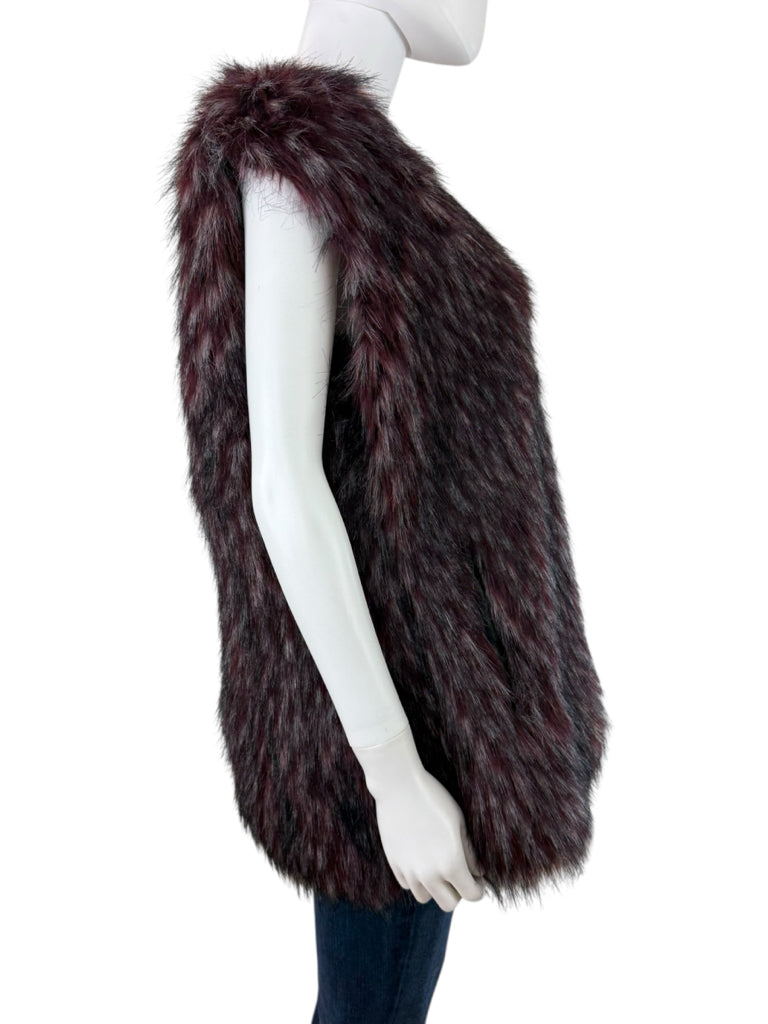 Via Spiga Burgundy Faux Fur Vest Size XL