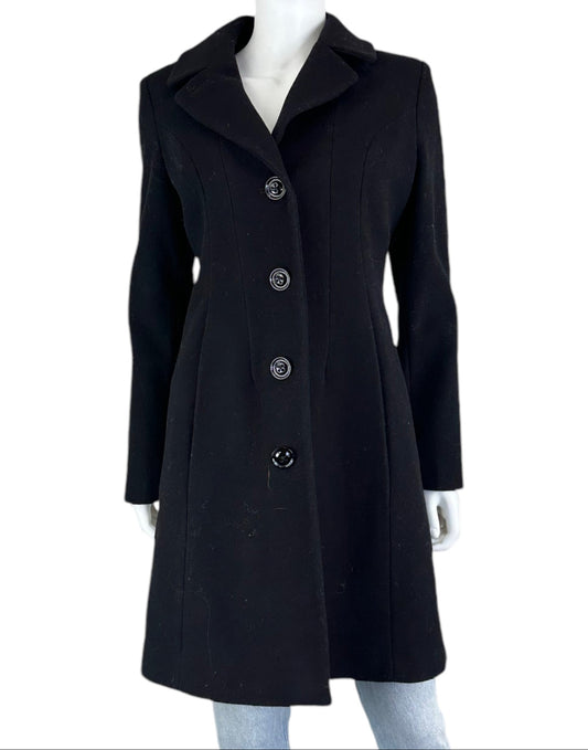 Anne Klein Black Wool Blend Coat Size 6