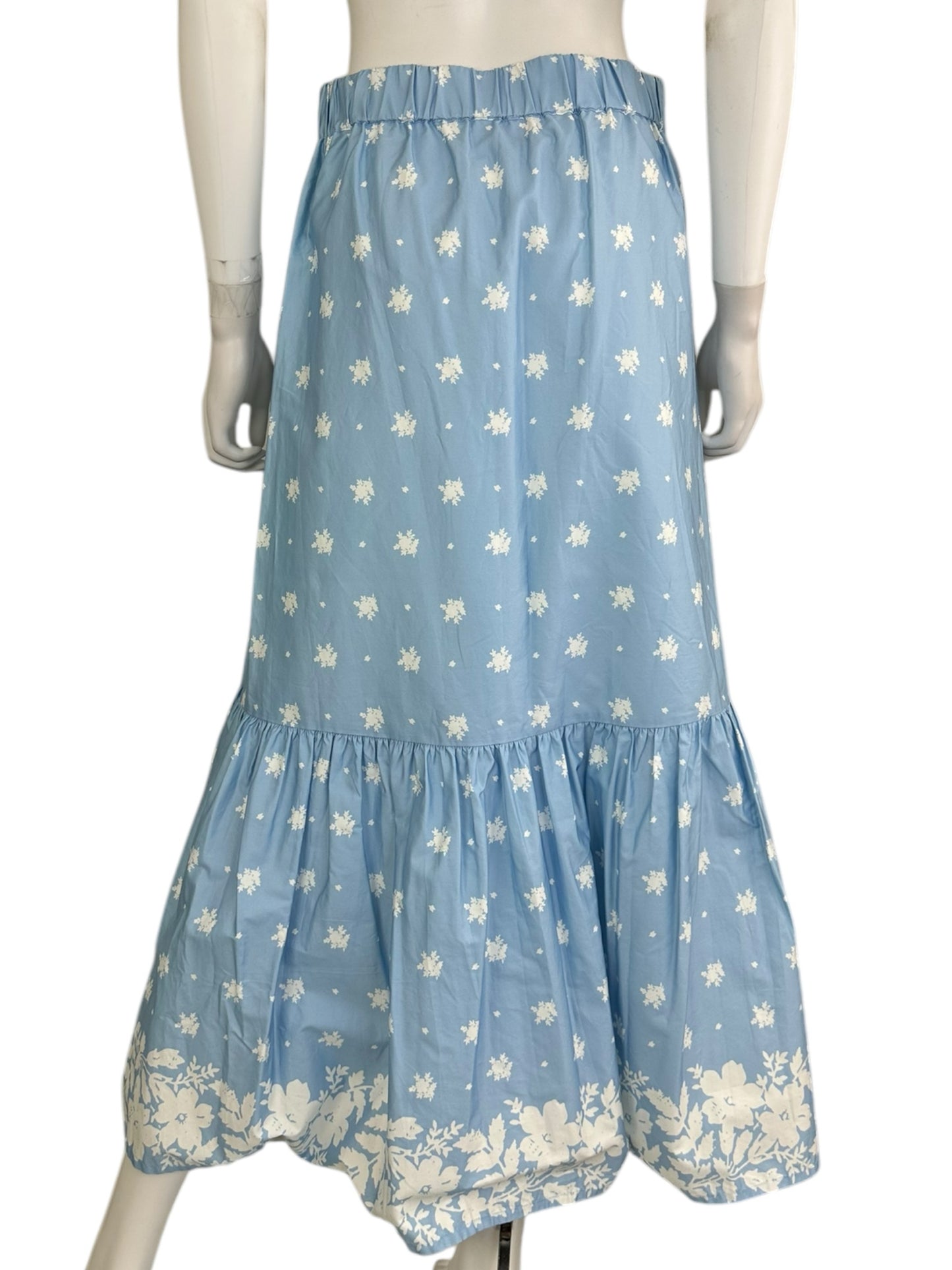 MASON'S DAUGHTER 100% Cotton Blue Polka Dot Maxi Skirt Size S
