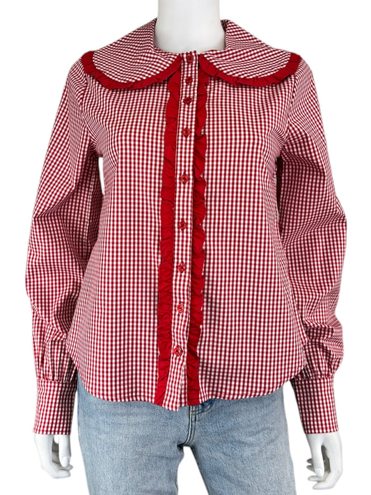 The Shirt by Rochelle Behrens Red Check Button-down Size S