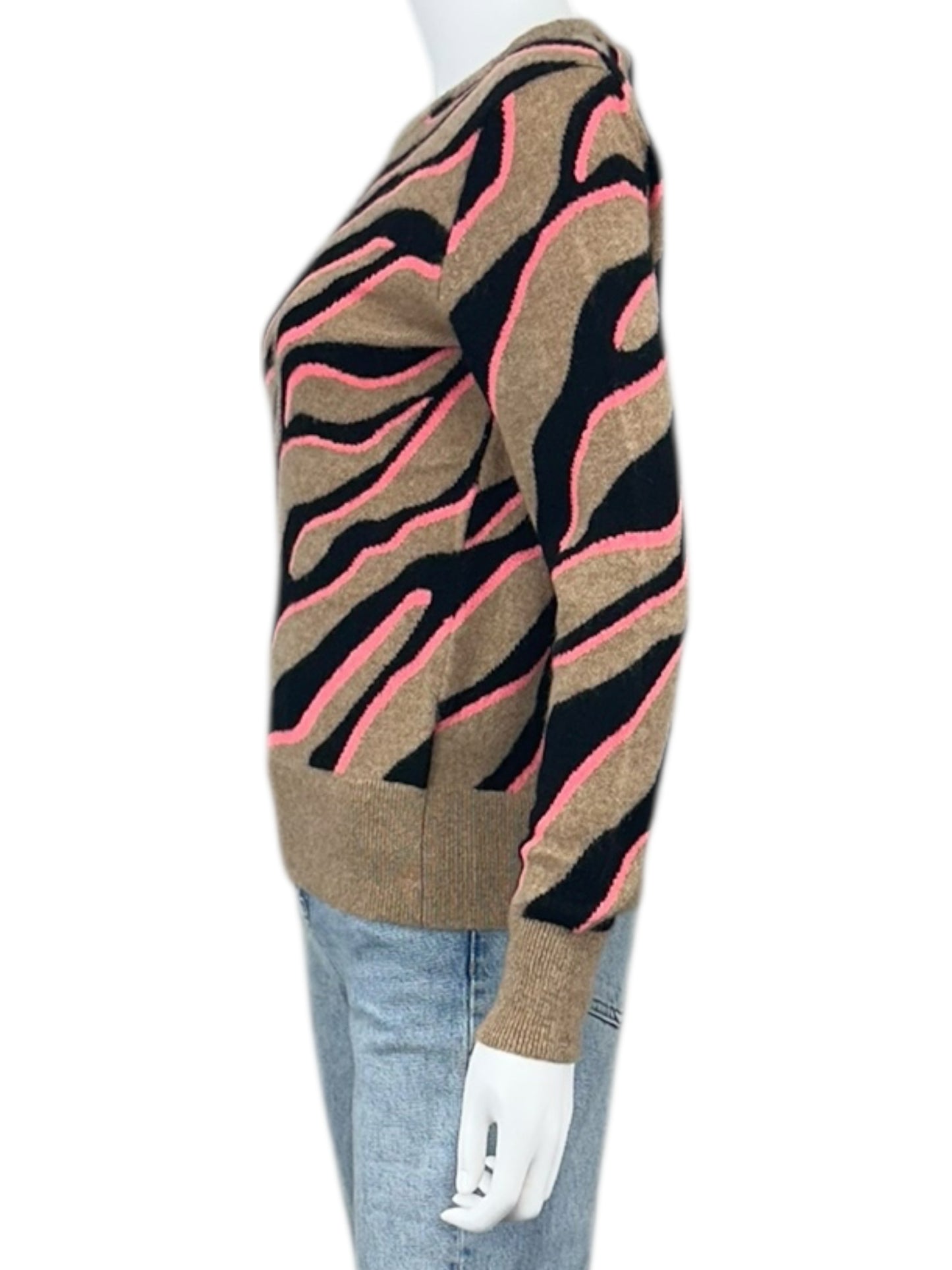 WHITE + WARREN 100% Cashmere Tiger Sweater Size M