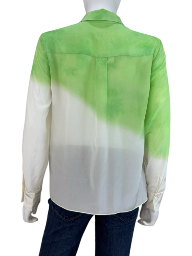 alice & olivia NWT Brady Ombre Floral Silk Button-Down Shirt Size S