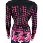 ETCETERA Pink Houndstooth 100% Silk Wrap Blouse Size M