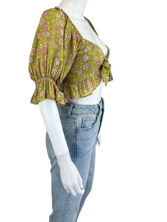 Spell & the Gypsy Green and Pink Blouse Size S