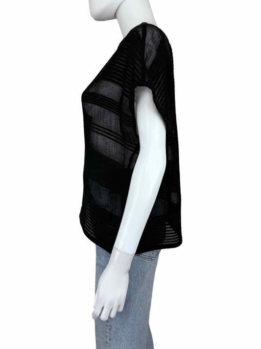 EILEEN FISHER Black Sheer Striped Sweater Size XXS