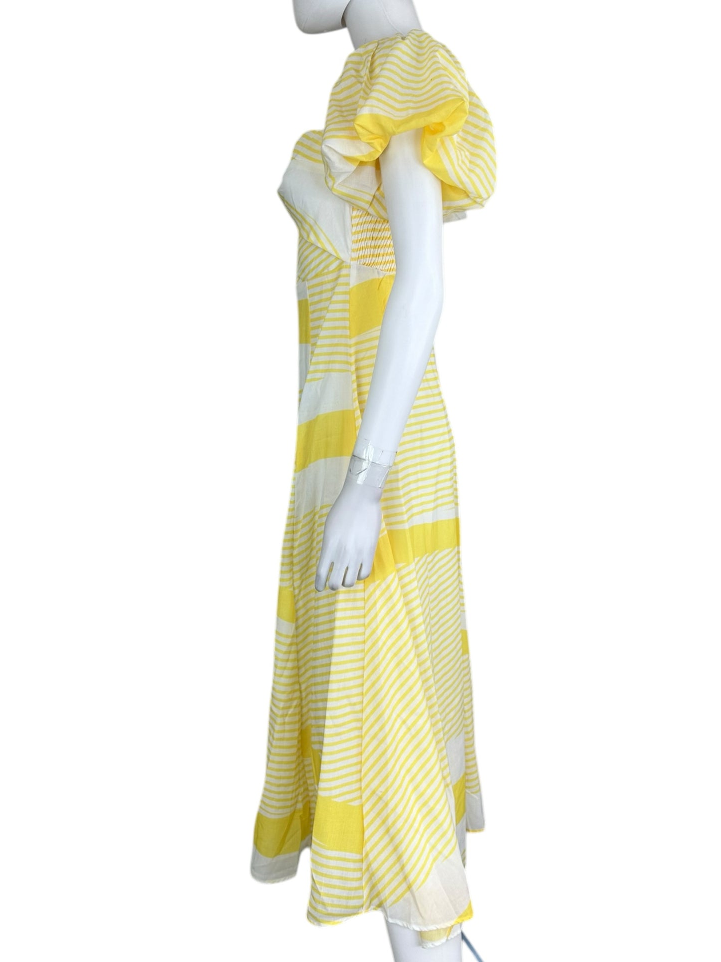 All About May NWT Yellow Puff Sleeve Maxi Dress Size 6