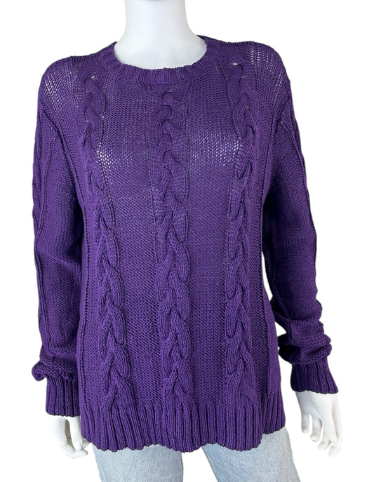 Wooden Ships NWT Purple Cable Knit Sweater Size M/L