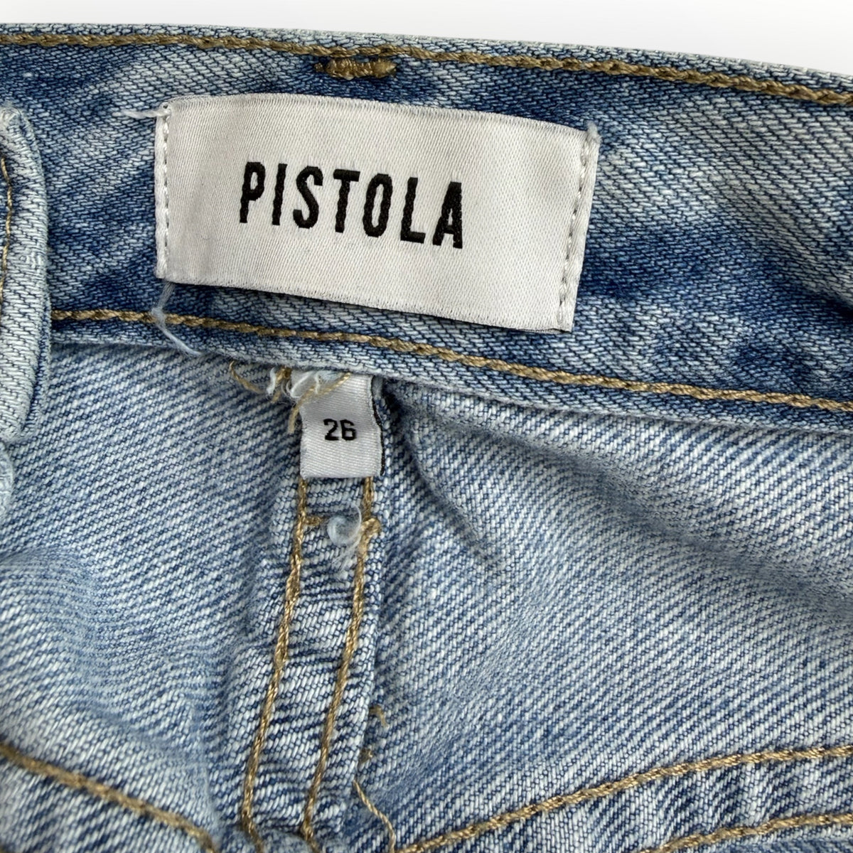 PISTOLA Blue Distressed Cassie Super High Rise Straight Leg Jeansa Size 26