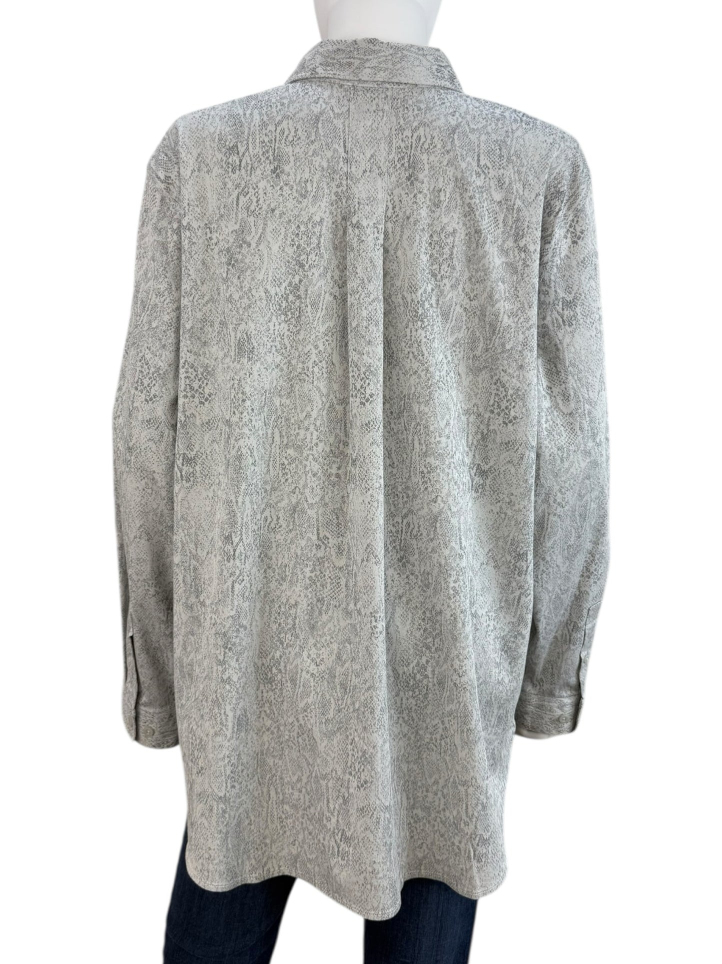 Chico's NWT Grey Python Print Button-Down Shirt Size XL