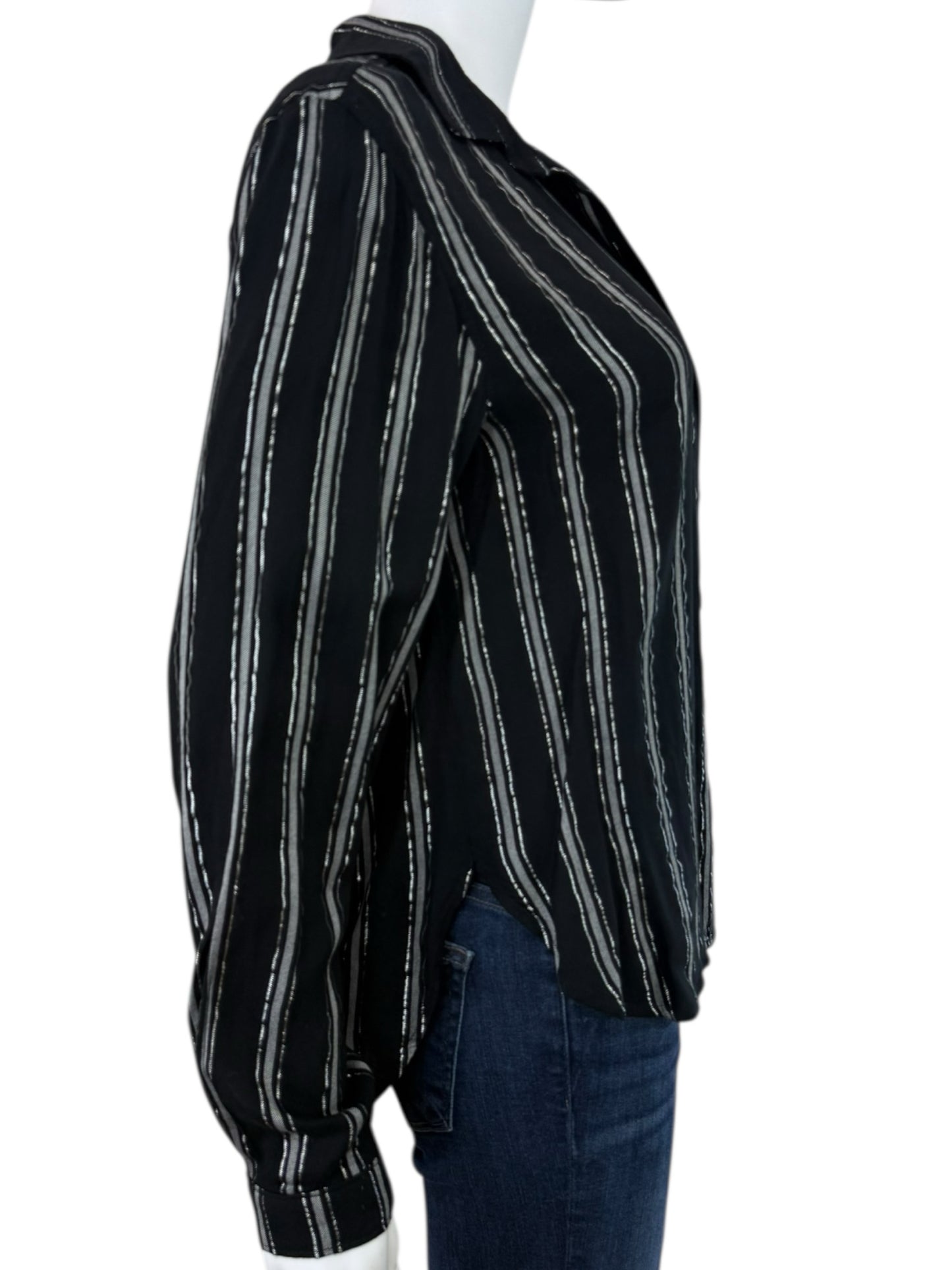 Chelsea & Violet NWT Black Striped Button Down Shirt Size M