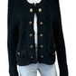 MILLY Black Wool Blend Sweater Cardigan Jacket Size L