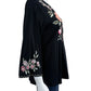 Johnny Was Black Embroidered Vienna Kimono Sleeve Tee Size M