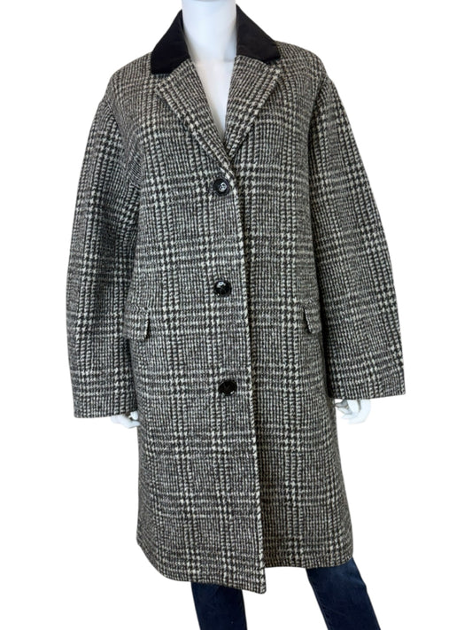 DOEN 100% Virgil Wool Houndstooth Check Dover Coat Size XS