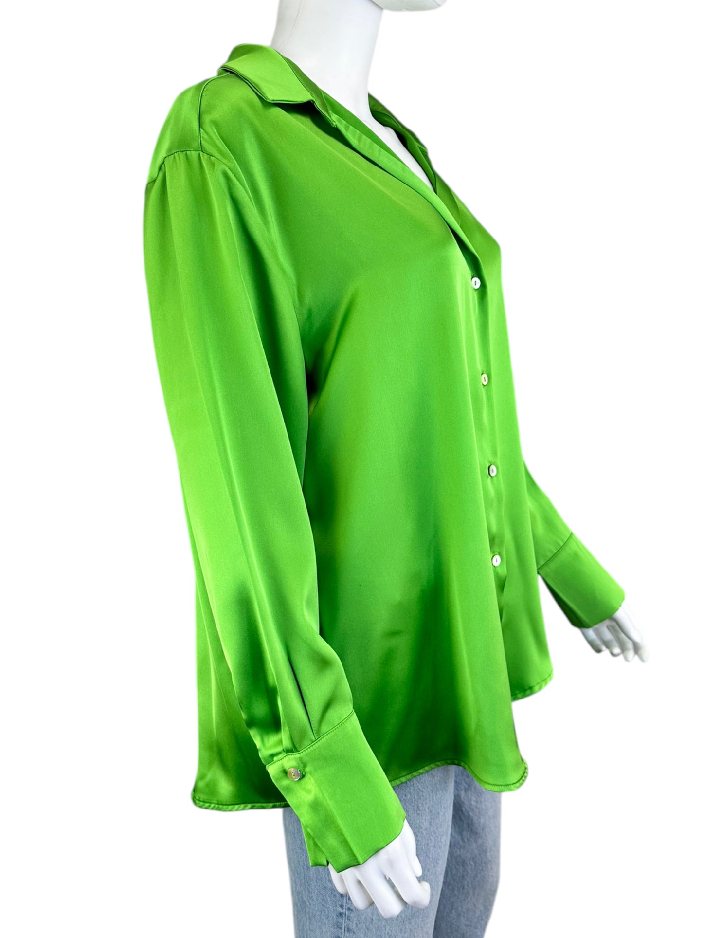 House of Harlow 1960 Green Satin Button-Down Size L