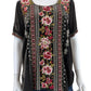 Johnny Was Gray Velvet Floral Embroidered Blouse Size S