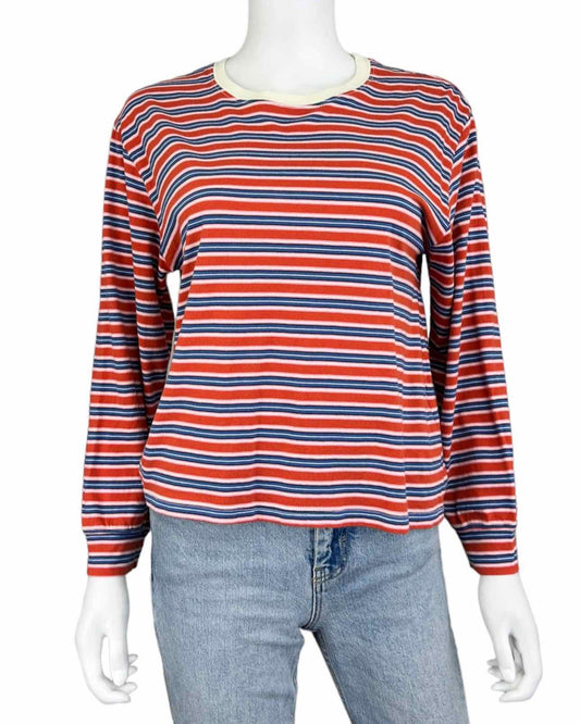 THE GREAT. Orange Striped Tee Size 0