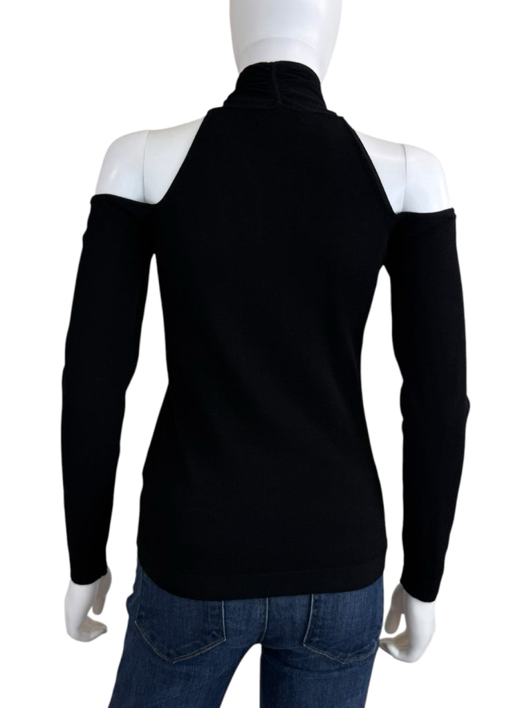 MILLY Black Crisscross Keyhole Neck Top Size S